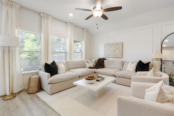 Interior, Living room, Recessed Lighting, Wood Texture Flooring