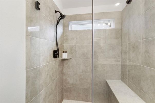 Bathroom, Glass Shower, Interior, Recessed Lighting