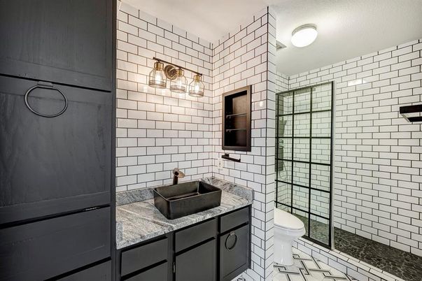 Bathroom, Glass Shower, Interior, Stone Walls