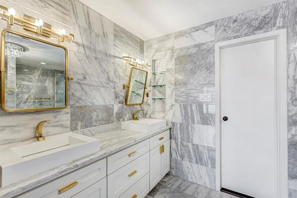 Bathroom, Dual Sink Vanities, Interior, Marble, Marble Walls