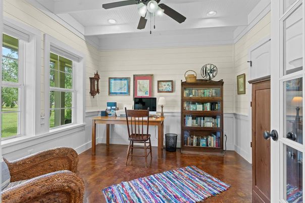 Home Office, Interior, Recessed Lighting, Wood Texture Flooring