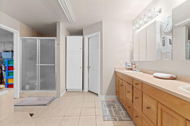 Bathroom, Dual Sink Vanities, Glass Shower, Interior
