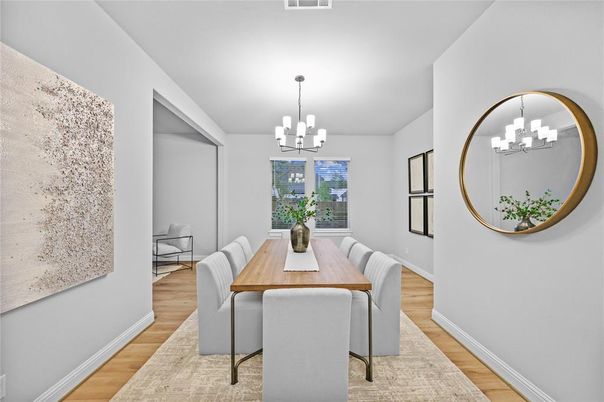 Chandelier, Dining room, Interior, Wood Texture Flooring