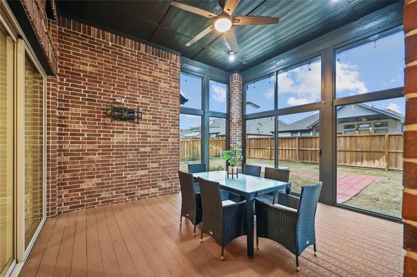 Dining room, Interior, Stone Walls, Sun Room, Wood Texture Flooring