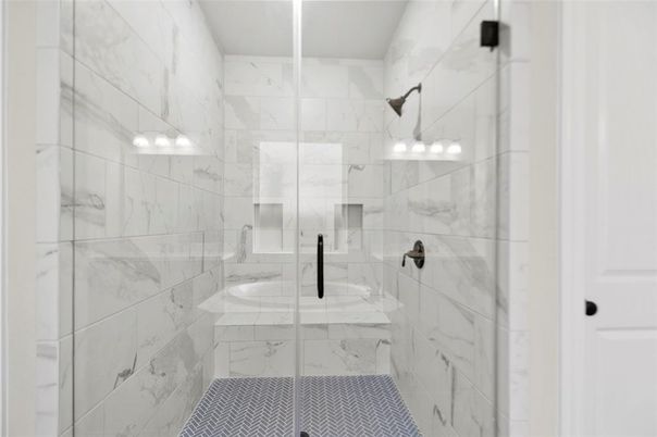Bathroom, Glass Shower, Interior, Marble Walls