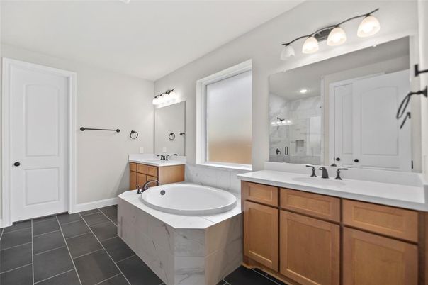Bathroom, Dual Sink Vanities, Glass Shower, Interior