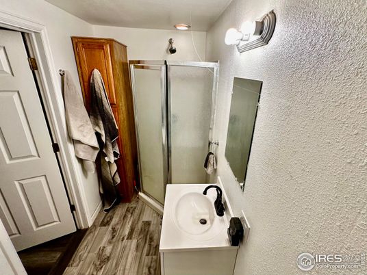 Bathroom, Glass Shower, Interior, Wood Texture Flooring