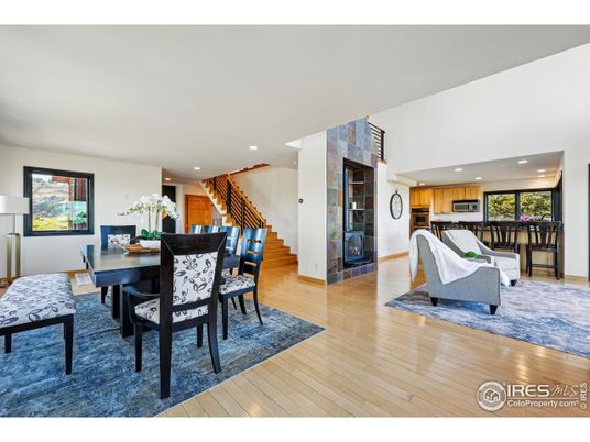 Dining room, Interior, Kitchen, Recessed Lighting, Wood Texture Flooring