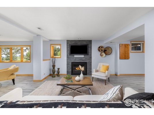 Fireplace, Interior, Living room, Stone Walls, Wood Texture Flooring