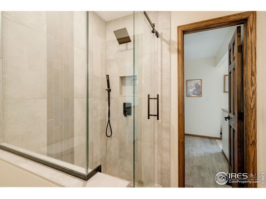 Bathroom, Glass Shower, Interior, Wood Texture Flooring