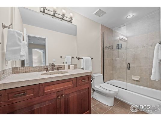 Bathroom, Glass Shower, Interior, Recessed Lighting, Tile Countertops