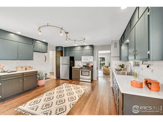 Interior, Kitchen, Stainless Steel Appliances, Wood Texture Flooring