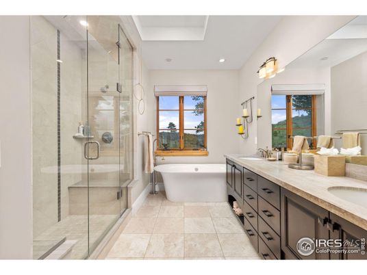 Bathroom, Dual Sink Vanities, Free Standing Baths, Glass Shower, Interior, Recessed Lighting