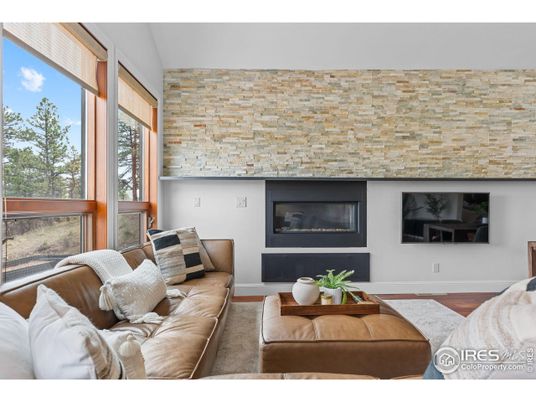 Fireplace, Interior, Living room, Stone Walls, Wood Texture Flooring