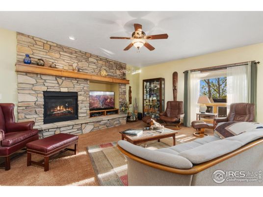 Fireplace, Interior, Living room, Recessed Lighting, Stone Walls