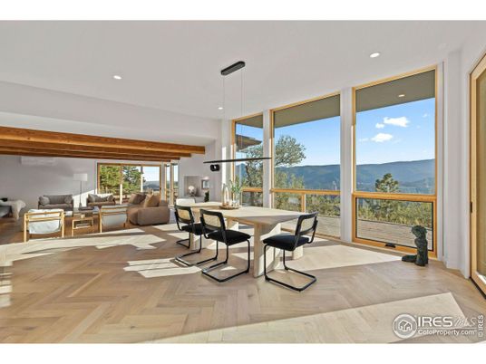 Dining room, Interior, Living room, Pendant Lights, Recessed Lighting, Wood Texture Flooring