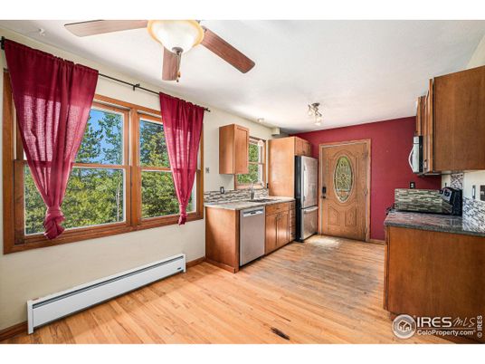 Interior, Kitchen, Stainless Steel Appliances, Wood Texture Flooring