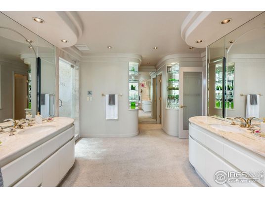Bathroom, Dual Sink Vanities, Glass Shower, Interior, Recessed Lighting
