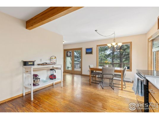 Chandelier, Dining room, Interior, Wooden Beams, Wood Texture Flooring