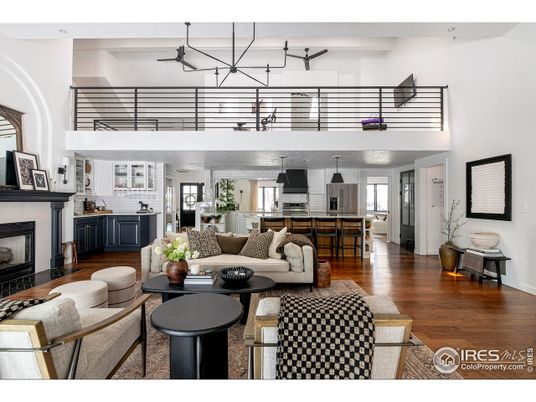 Fireplace, Interior, Kitchen, Living room, Wood Texture Flooring