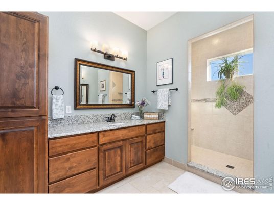 Bathroom, Dual Sink Vanities, Glass Shower, Interior