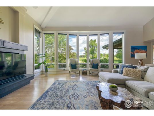 Fireplace, Interior, Living room, Sun Room, Wood Texture Flooring