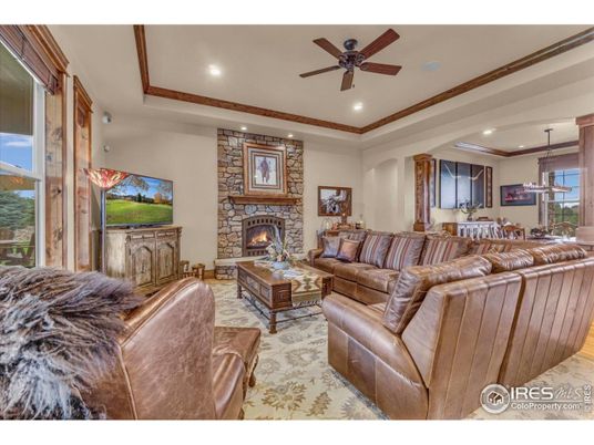 Dining room, Fireplace, Interior, Living room, Pendant Lights, Recessed Lighting