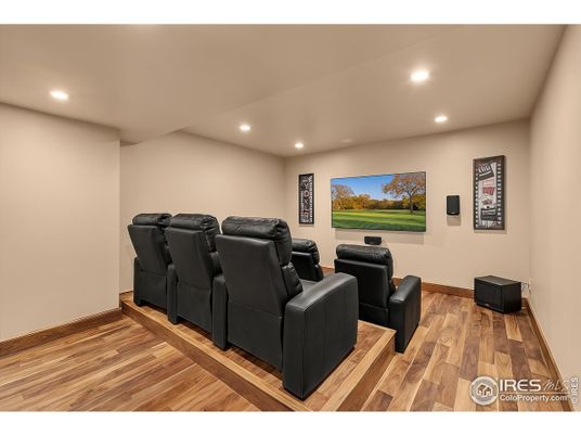 Home Theatre Room, Interior, Recessed Lighting, Theatre Room, Wood Texture Flooring