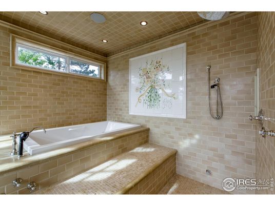 Bathroom, Interior, Recessed Lighting, Stone Walls