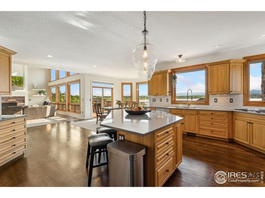 Dining room, Interior, Kitchen, Pendant Lights, Recessed Lighting, Water, Wood Texture Flooring