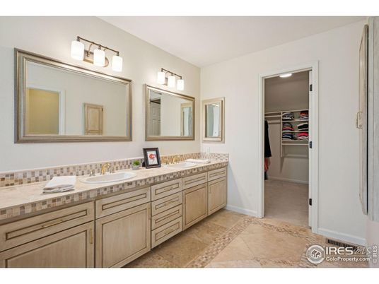 Bathroom, Dual Sink Vanities, Interior, Tile Countertops, Walk-in Closets