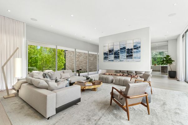 Interior, Living room, Recessed Lighting, Wood Texture Flooring