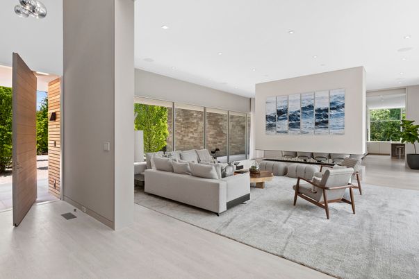 Interior, Living room, Recessed Lighting, Wood Texture Flooring