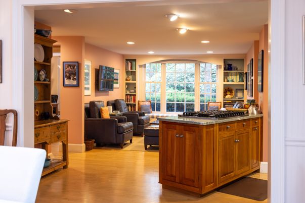 Interior, Kitchen, Living room, Recessed Lighting, Wood Texture Flooring