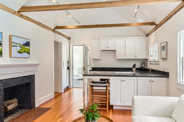 Fireplace, Interior, Kitchen, Wooden Beams, Wood Texture Flooring