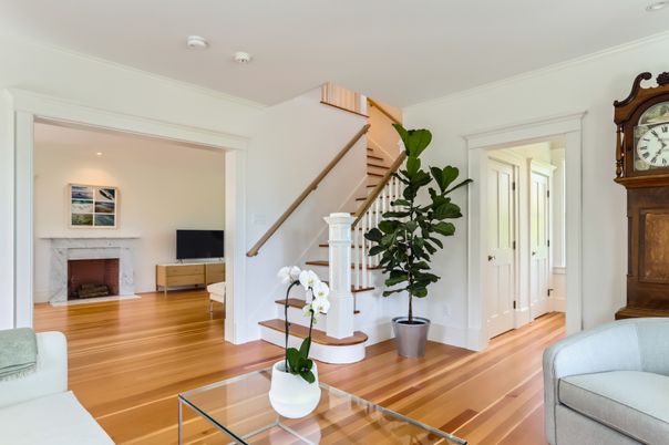 Fireplace, Interior, Recessed Lighting, Wood Texture Flooring