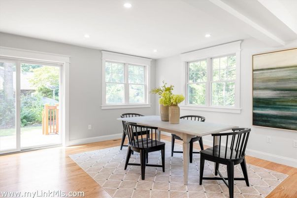 Dining room, Interior, Recessed Lighting, Wood Texture Flooring
