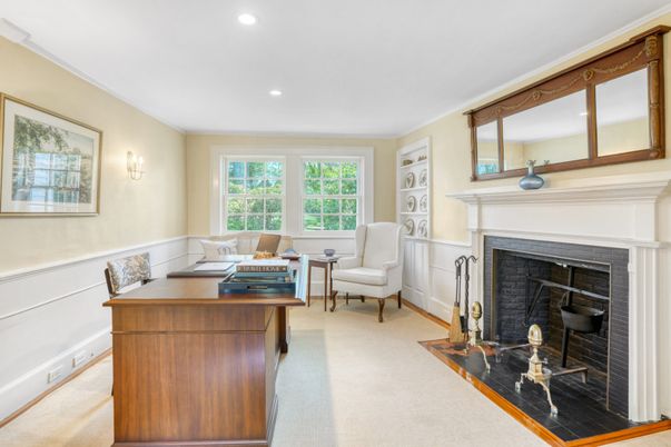 Fireplace, Home Office, Interior, Recessed Lighting