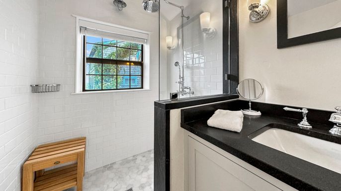Bathroom, Dual Sink Vanities, Glass Shower, Interior
