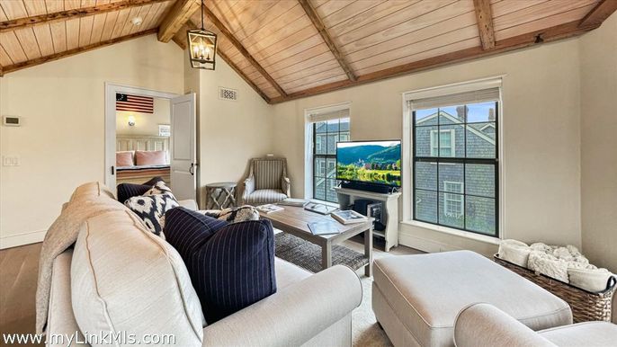 Fireplace, Interior, Living room, Pendant Lights, Wooden Beams, Wooden Ceilings, Wood Texture Flooring