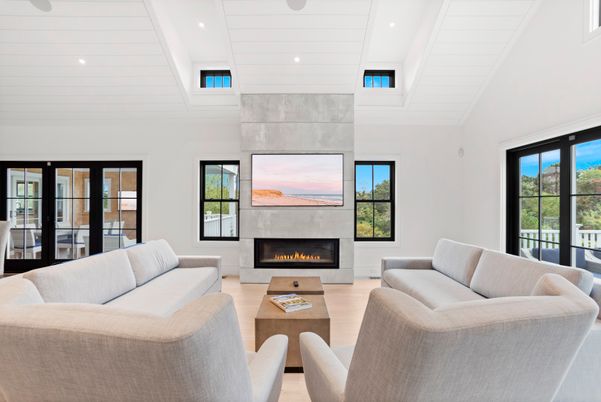 Fireplace, Interior, Living room, Recessed Lighting