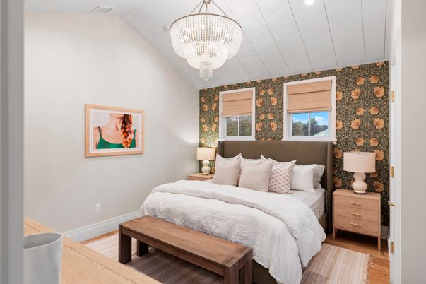 Bedroom, Chandelier, Interior, Wood Texture Flooring