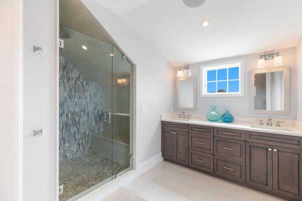 Bathroom, Dual Sink Vanities, Glass Shower, Interior, Recessed Lighting