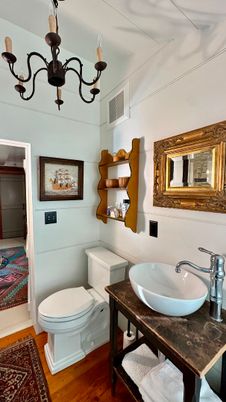 Bathroom, Chandelier, Interior, Wood Texture Flooring
