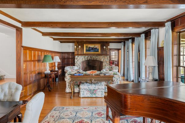 Fireplace, Interior, Piano, Wooden Beams, Wood Texture Flooring