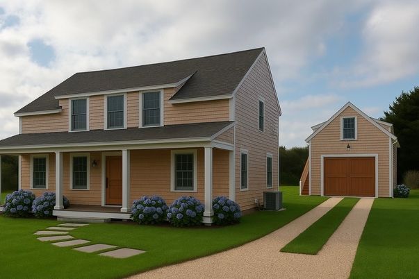 Attached, Exterior, Facade, Farmhouse