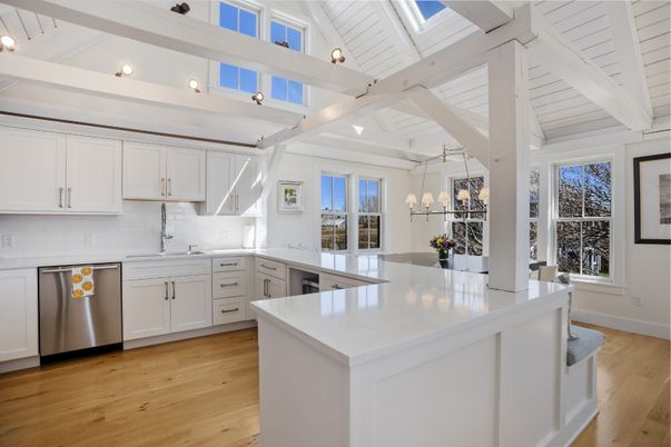 Interior, Kitchen, Pendant Lights, Stainless Steel Appliances, Wood Texture Flooring