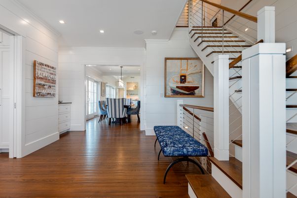 Dining room, Interior, Recessed Lighting, Wood Texture Flooring