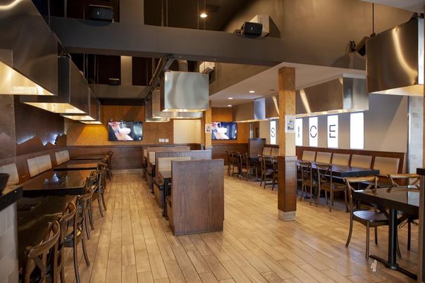 Dining room, Interior, Kitchen, Recessed Lighting, Wood Texture Flooring