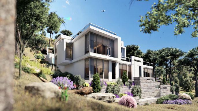 Exterior, Facade, Modern